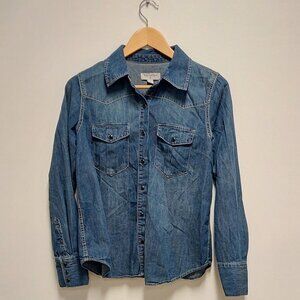 Nili Lotan for Target Blue Chambray Denim L/S Shirt Size: S